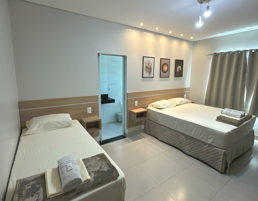 Apartamento com cama de casal e cama de solteiro